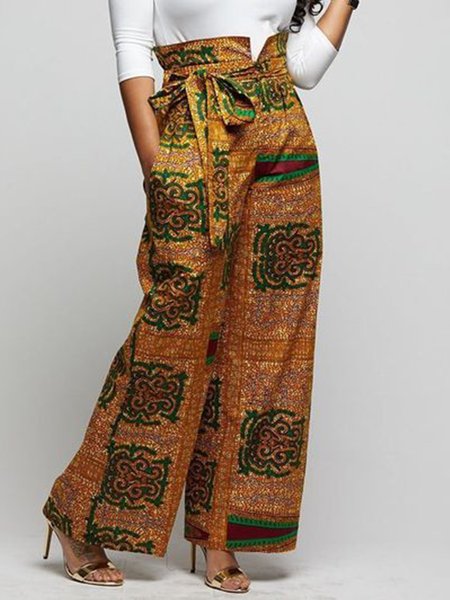 Urban Ethnic Geometry Regular Fit Pants, Pants, color:As Picture|size:XXL, Stylewe