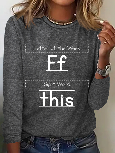 Letter of the Week FF Sight World This Simple Text Letters Long Sleeve Shirt, Long sleeves, Lilicloth.com