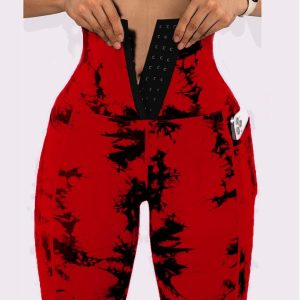 Tie Dye Print Tummy Control Butt Lifting Pocket Design Yoga Pants, Active Pants, chicme - Women's Fashion Online