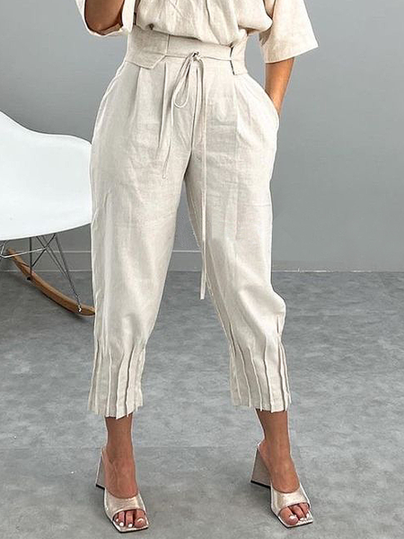 Urban Loose Plain Pants Straight pants, Pants, color:Apricot|size:XXL, Stylewe