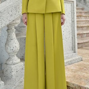 Elegant Plain Regular Fit Fashion Pants, Pants, color:Yellow|size:XXL, Stylewe