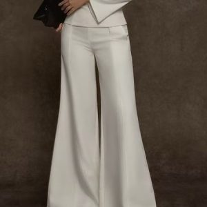 Plain Urban Loose Wide leg Pants, Pants, color:Off White|size:XXL, Stylewe