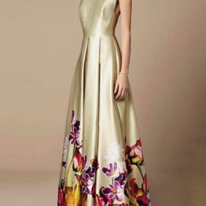 Loose Printing Crew Neck Elegant Dress, Maxi Dresses, color:As Picture|size:XXL, Stylewe