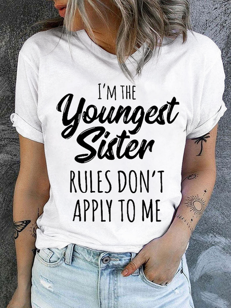 Womens Funny Sister Gift Old Sister Casual Cotton T-Shirt, T-shirts, Lilicloth.com