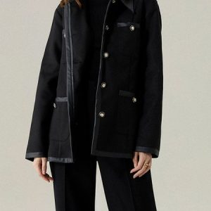 Urban Plain Split Joint Shirt Collar Jacket, Jackets, color:Black|size:XXL, Stylewe