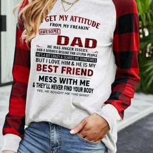 I Get A Awesome Dad Print Crew Neck Tops, Hoodies&Sweatshirts, Lilicloth.com