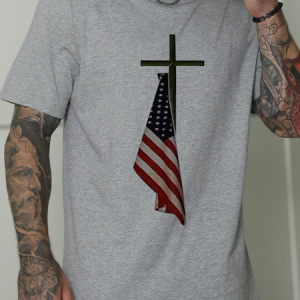 Men's Cotton Casual Print Cross Casual Loose T-Shirt, T-shirts, Lilicloth.com