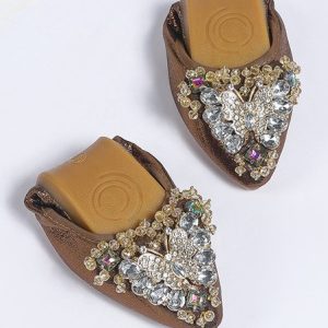 Casual Plain Slip On Flat Heel Shallow Shoes Rhinestone, Flats/Loafers, color:Light Brown|size:44, Noracora