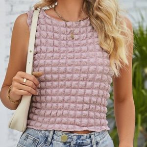 Casual Crew Neck Plain Tank Top, Tanks & Camis, color:Light Purple|size:XL, Noracora