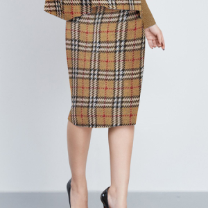 Medium Elasticity Urban Regular Fit Plaid Midi Skirt, Skirts, color:As Picture|size:XXL, Stylewe