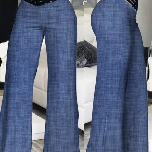Overlap Waist Sheer Mesh Patch Wide Leg Pants, Pants, chicme - Women's Fashion Online