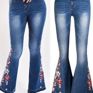 Casual Embroidery Denim Jeans, Denim&Jeans, color:Dark_blue|size:4XL, Noracora