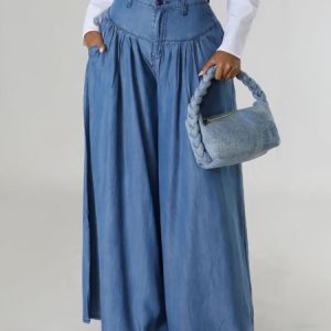 Long Regular Fit Denim Plain Urban Jeans, Jeans, color:Blue|size:XXL, Stylewe
