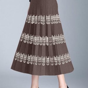 Boho Ethnic A-Line Natural Maxi Skirt, Skirts, color:Coffee|size:XXL, Noracora