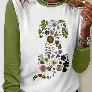 Funny Dog Casual Crew Neck Long Sleeve Shirt, Long sleeves, Lilicloth.com