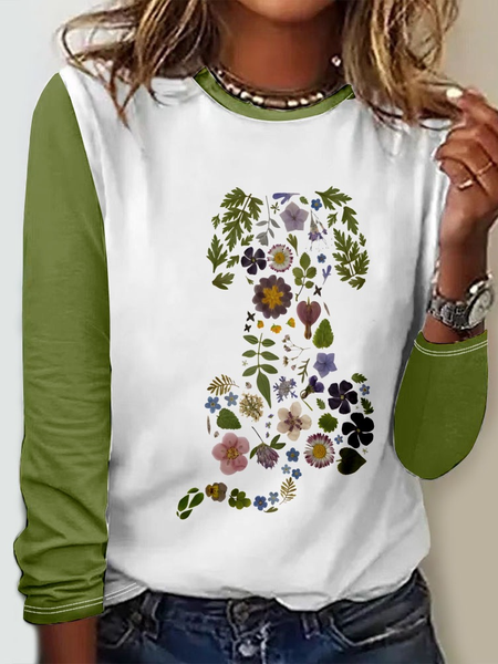 Funny Dog Casual Crew Neck Long Sleeve Shirt, Long sleeves, Lilicloth.com