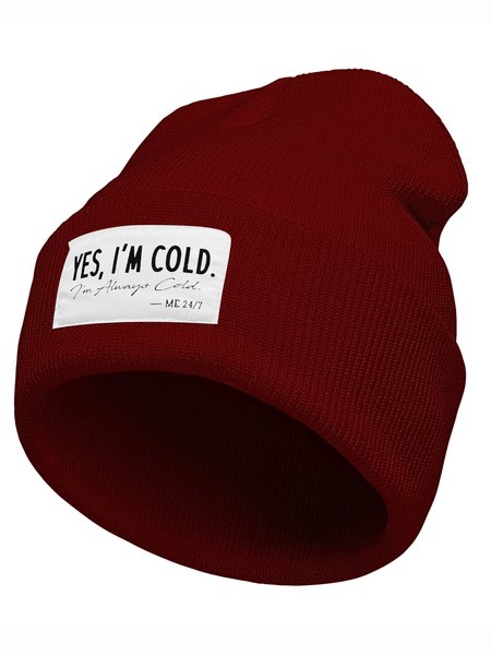 Yes IвЂm Cold I’m Always Cold Text Letter Beanie Hat, Men's Accessories, Lilicloth.com