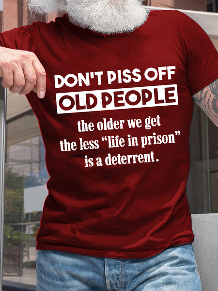 Men's Don't Piss Off Old People Svg, Funny Grandparents Loose Cotton Casual T-Shirt, T-shirts, Lilicloth.com