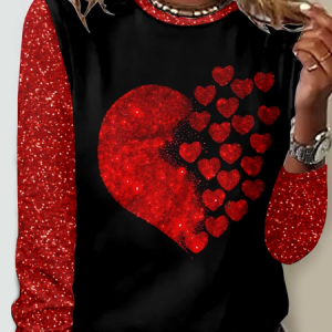 Regular Fit Heart Casual Long Sleeve Shirt, Long sleeves, Lilicloth.com