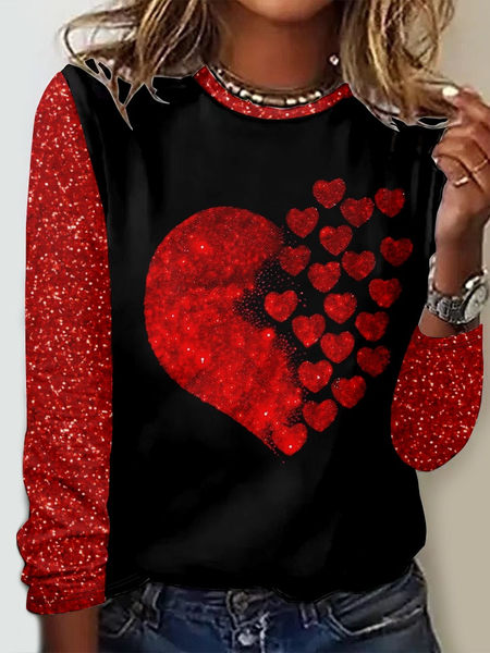 Regular Fit Heart Casual Long Sleeve Shirt, Long sleeves, Lilicloth.com
