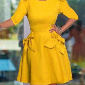 Regular Fit Plain Elegant Midi Dress With No Belt, Mini Dresses, color:As Picture|size:XXL, Stylewe