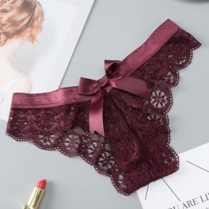 Bowknot Decor Crochet Lace Skinny Panty, Panties, chicme - Women's Fashion Online