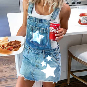Blue Denim Shift Square Neck Boho Dress, Short, color:Blue|size:3XL, Noracora
