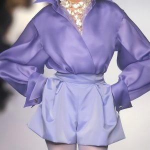 Plain Elegant Loose Shirt Collar Blouse, Blouses and Shirts, color:Purple|size:XXL, Stylewe