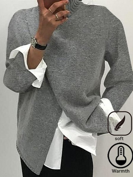 Women's Winter Plain Casual Long Sleeve Turtleneck Sweater, JustFashionNow Sweaters, color:Gray|size:XXL,