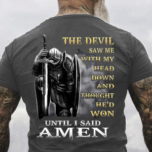 Men's The Devil Saw Me With My Head Down Until I Said Amen Veterans T-shirt, T-shirts, Lilicloth.com