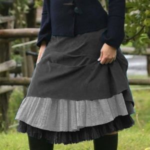 Casual Cotton-Blend Skirt, Skirts, color:Gray|size:5XL, Noracora