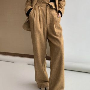 Plus Size Long Regular Fit Urban Plain Pants With Belt, Plus Pants, color:Yellow|size:4X, Stylewe