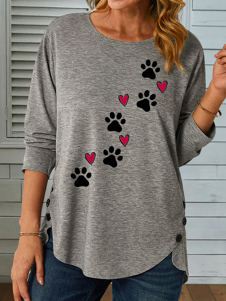 Funny Dog Cotton-Blend Casual Long Sleeve Shirt, Long sleeves, Lilicloth.com