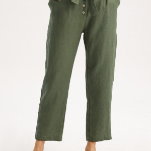 Casual Plain Ankle Pants Pant, Pants, color:Green|size:XXL, Noracora