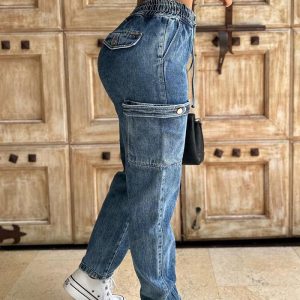 Pocket Design Buttoned Tied Detail Jeans, Jeans, chicme - Women's Fashion Online