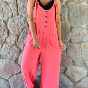 Button Front Patch Pocket Suspender Jumpsuit, Jumpsuits, chicme - Women's Fashion Online