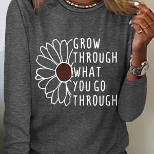 Grow Through What You Go Through Simple Regular Fit Cotton-Blend Long Sleeve Shirt, Long sleeves, Lilicloth.com
