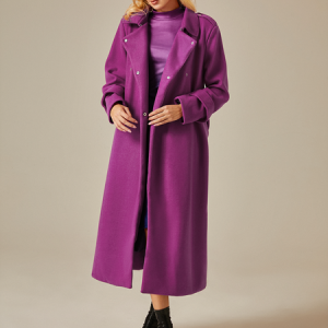 Loose Shawl Collar Urban Long Sleeve Plain Coat, Coats, color:Purple|size:XXL, Stylewe