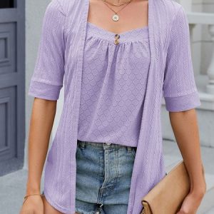 Casual Plain Loose Shirt, Blouses & Shirts, Roselinlin - Online Catalog