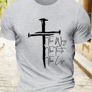 Men's Christian Cross Casual Crew Neck T-Shirt, T-shirts, Lilicloth.com