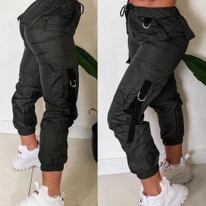Tape Patch Pocket Design Cuffed Pants, Pants, chicme - Women's Fashion Online