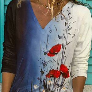 Casual Crew Neck Jersey Easter T-Shirt, Long sleeves, Lilicloth.com