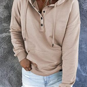 Casual Hoodie Plain Hoodie Buckle, Hoodies & Sweatshirts, color:Apricot|size:3XL, Noracora