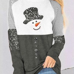 Crew Neck Casual Christmas T-Shirt, T-shirts, color:Gray|size:XXL, catalog Noracora shop
