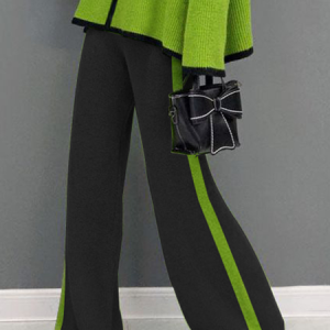 High Elasticity Urban Loose Color Block Long Pants Straight pants, Pants, color:Black|size:XXL, Stylewe