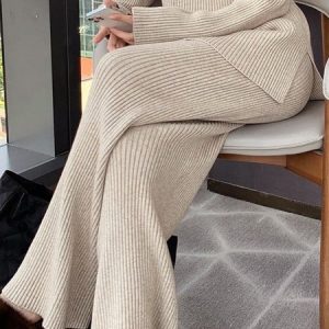 Casual Plain Loose Wide leg  Pants, Pants, color:Ivory|size:XXL, Stylewe