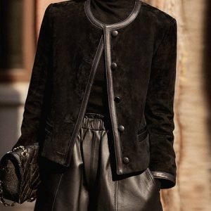 Long sleeve Crew Neck Urban Regular Fit Jacket, Jackets, color:Black|size:XXL, Stylewe