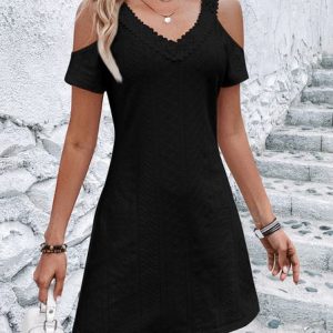 Plain Casual V Neck Loose Dress With No, Midi Dresses, Roselinlin - Online Catalog