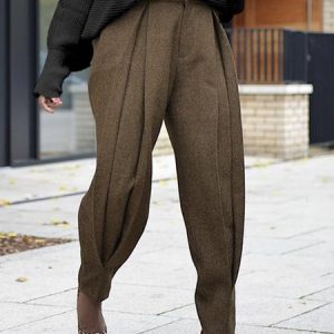 Urban Plain Regular Fit Fashion Pants, Pants, color:Brown|size:XXL, Stylewe