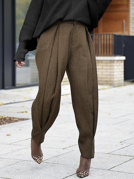 Urban Plain Regular Fit Fashion Pants, Pants, color:Brown|size:XXL, Stylewe